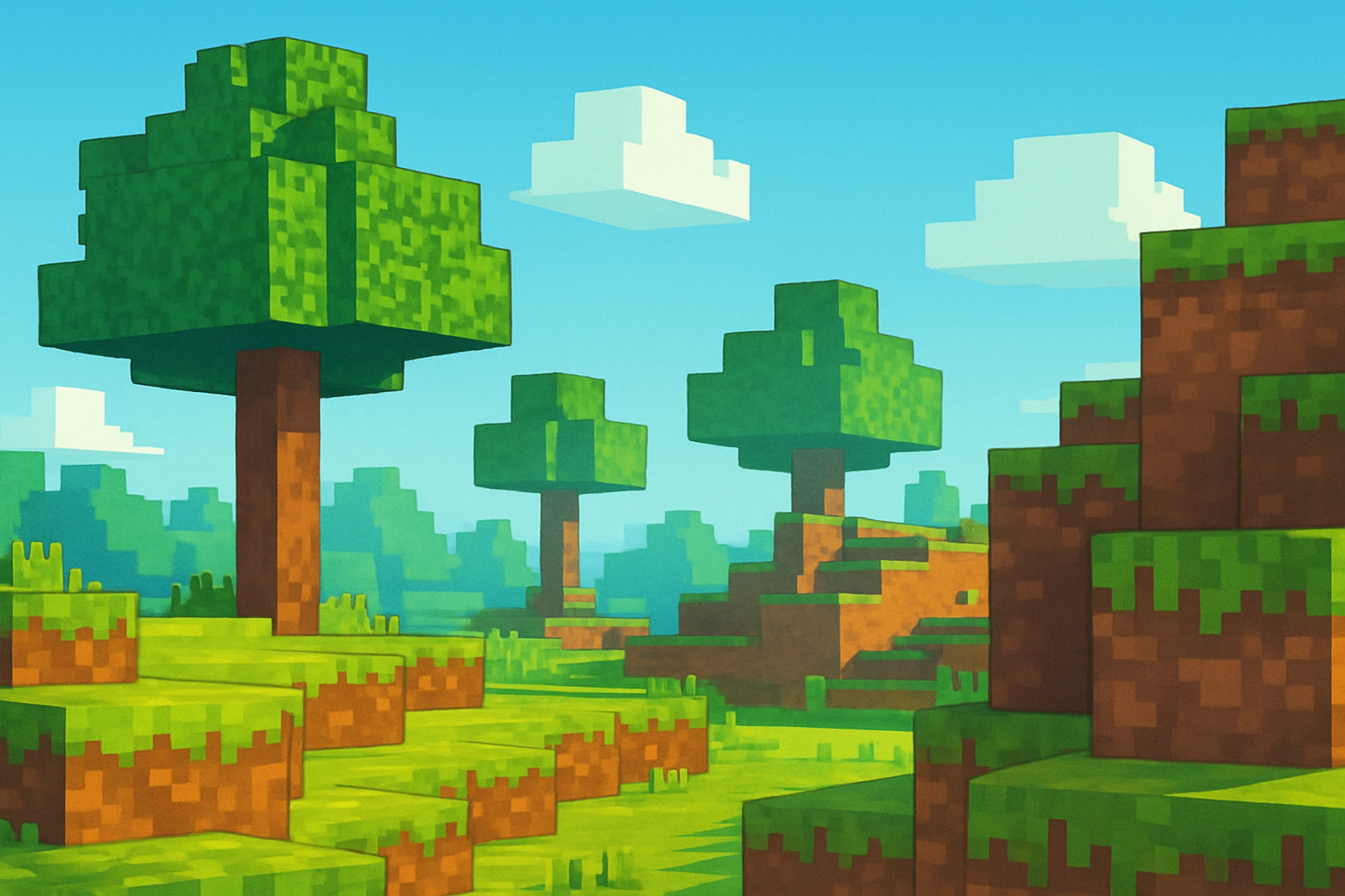 Pixelated landscape scene